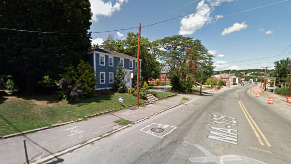 The witness said the object appeared as a fine line/thread about 5-10 feet across. Pictured: Bradford, MA. (credit: Google Maps)