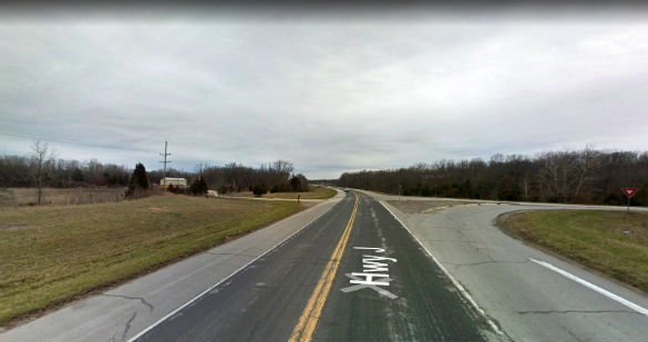 The object moved just ahead of the car and kept pace with it. Pictured: Mexico, Missouri. (Credit: Google)