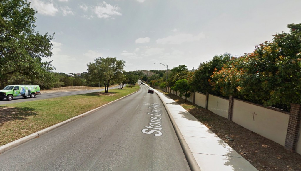 The object made no sound and the brilliant white lights remained as it continued southward and out of sight. Pictured: Stone Oak Parkway near the Arrow Hill Road intersection. (Credit: Google)