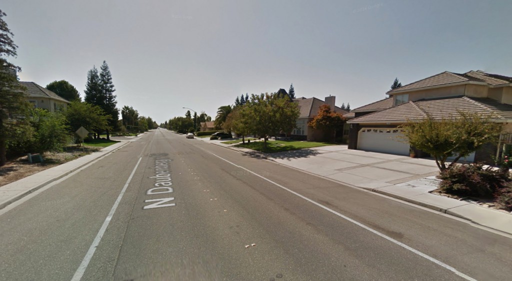The witness said the object made no sound as it moved overhead. Pictured: Heading north along Daubenberg Road toward Castle View in Turlock, CA. (Credit: Google)