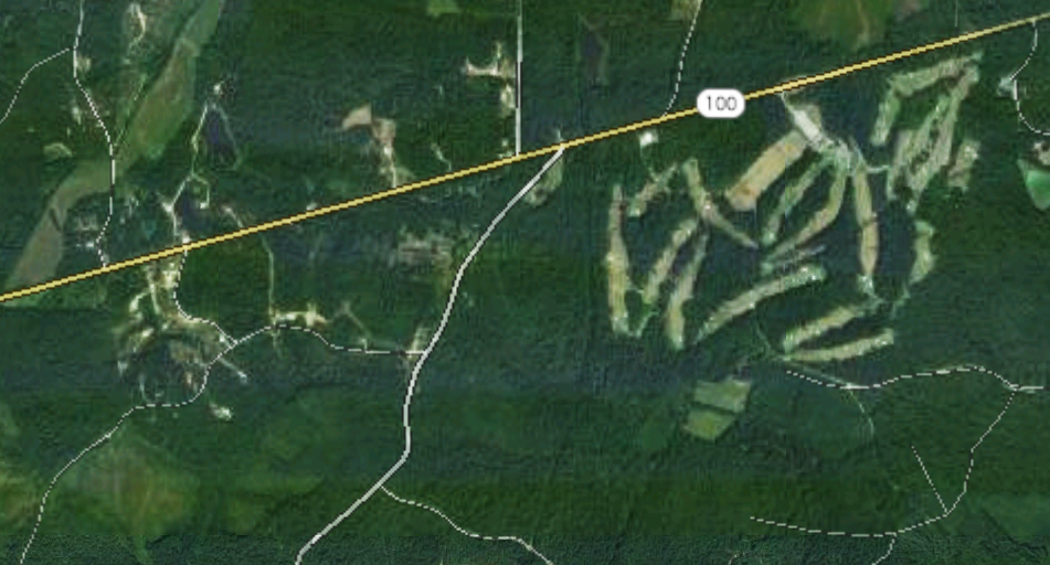 The two UFOs appeared to chase the witness after he flashed his headlights at them along this rural area north of Silerton and heading toward route 100. (Credit: Google)