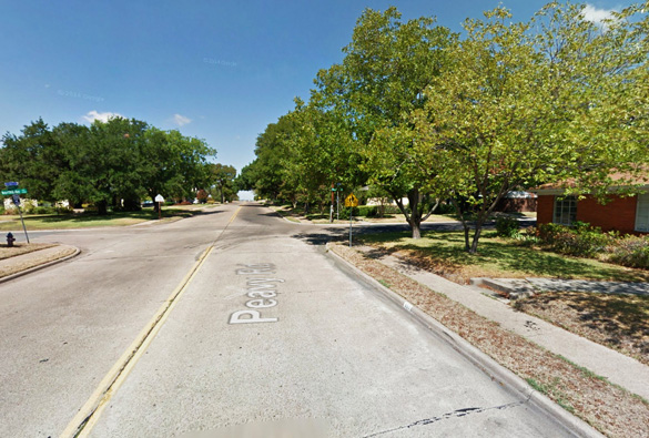 The witness was walking near Northlake and Peavy streets in Dallas, TX, pictured, when the object was first seen – just minutes before it appeared to take a nose dive to the ground level at an estimated speed of Mach 1. (Credit: Google)