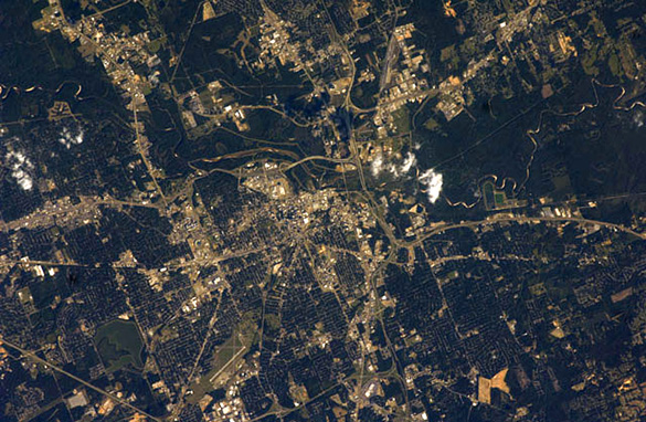 Photo of Jackson, MS, taken from the International Space Station. (Credit: Wikimedia Commons)