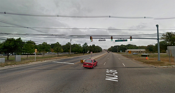 The witness saw the UFO near the intersection of Highway 36 and Middle Road in Hazlet, N.J., pictured. (Credit: Google)