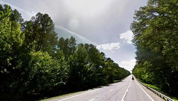Approximately area where the witness was driving when the object was first seen. (Credit: Google)