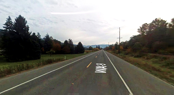 The witness could make out the triangle shape. Pictured: Deming, WA, looking toward Mount Baker. (Credit: Google)