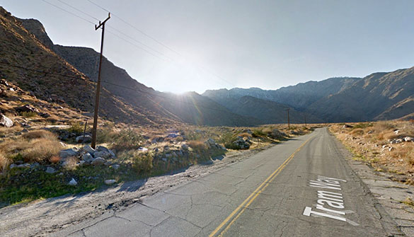 The red lit object eventually moved north of the helicopter and then disappeared from view. Pictured: Palm Springs Tramway area. (Credit: Google)