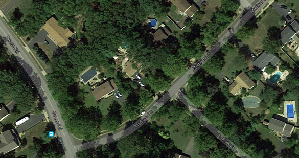 The observed object, according to the witness, was ‘about 300 feet wide and 400 feet long.’ Pictured: Madigan Lane in Manalapan Township, NJ. (Credit: Google Maps)