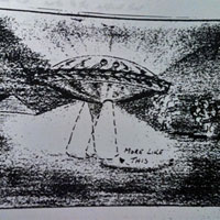 Sketch of a flying saucer from the UFO files (credit: New Zealand Defence Force)