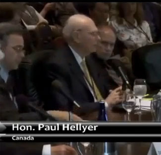 Hon. Paul Hellyer testifying at the Citizen Hearing on Disclosure. (Credit: Citizen Hearing on Disclosure)